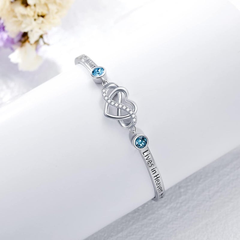 AOBOCO 925 Sterling Silver Adjustable Infinity Heart Bangle Bracelet for Sister Best Friend Daughter Mom Grandma Granddaughter Daughter in Law Godmother Goddaughter Stepmom Stepdaughter - Image 3